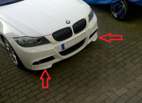 BMW E 90:2009-2012:Mpaket FLAPSY na predný nárazník /Pár/ 2 kusy - Kliknutím na obrázok zatvorte -