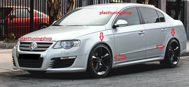 VW PASSAT 2006-2010:LEMY BLATNÍKOV R-LINE Look/4-kusy na blatník - Kliknutím na obrázok zatvorte -
