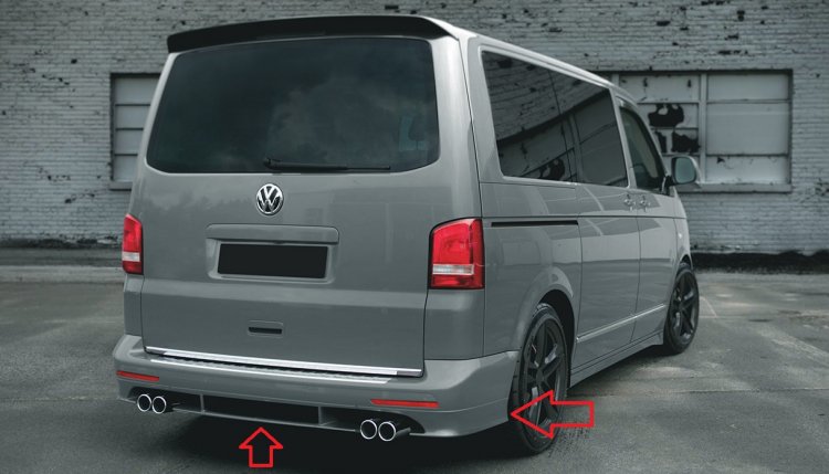 VW T5 FL:SPOJLER NA ZADNÝ NÁRAZNÍK S-LINE /Pár/ - Kliknutím na obrázok zatvorte -