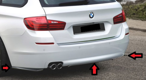 BMW 5 F11 :PODNÁRAZNÍKOVÉ DIFÚZORY /Sada 3 ks/ - Kliknutím na obrázok zatvorte -