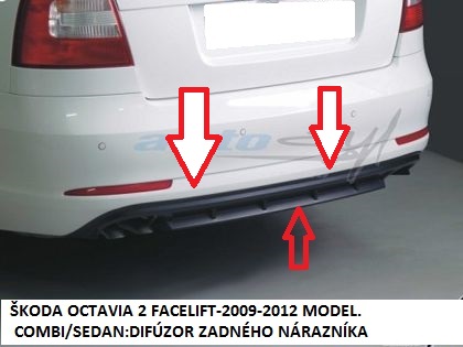 ŠKODA OCTAVIA 2:2009-2012:SPOJLER NA ZADNÝ NÁRAZNÍK M-1 /Difúzor - Kliknutím na obrázok zatvorte -