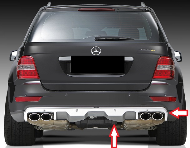 MERCEDES ML W164 Po 10/2009:DIFÚZOR ZADNÉHO NÁRAZNÍKA - Kliknutím na obrázok zatvorte -