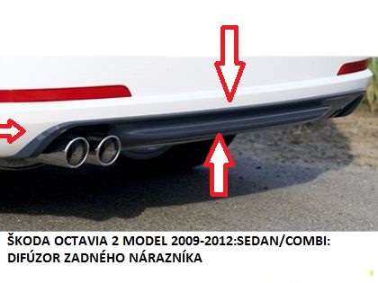 ŠKODA OCTAVIA 2 RS:2009-2012:DIFÚZOR NA ZADNÝ NÁRAZNÍK M-2 - Kliknutím na obrázok zatvorte -