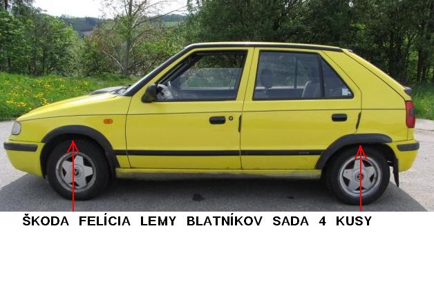 ŠKODA FELÍCIA:KRÁTKA/COMBI/:LEMY BLATNÍKOV Z MONTÁŽNÝM LEPIDLOM - Kliknutím na obrázok zatvorte -